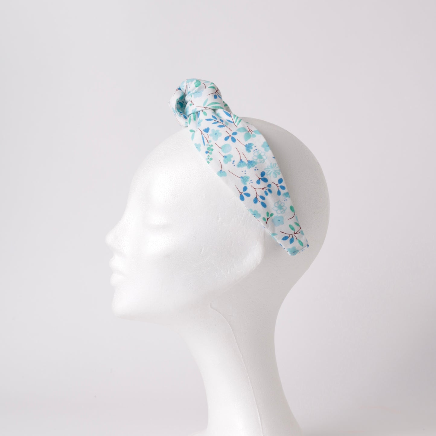 White and turquoise Knot Headband