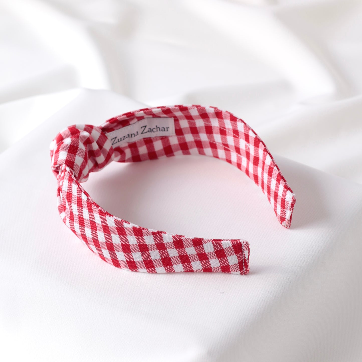Red-White Checkered Knot Headband