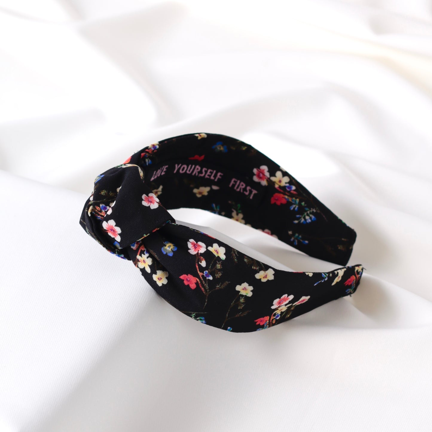Black Mini Floral Knot Headband