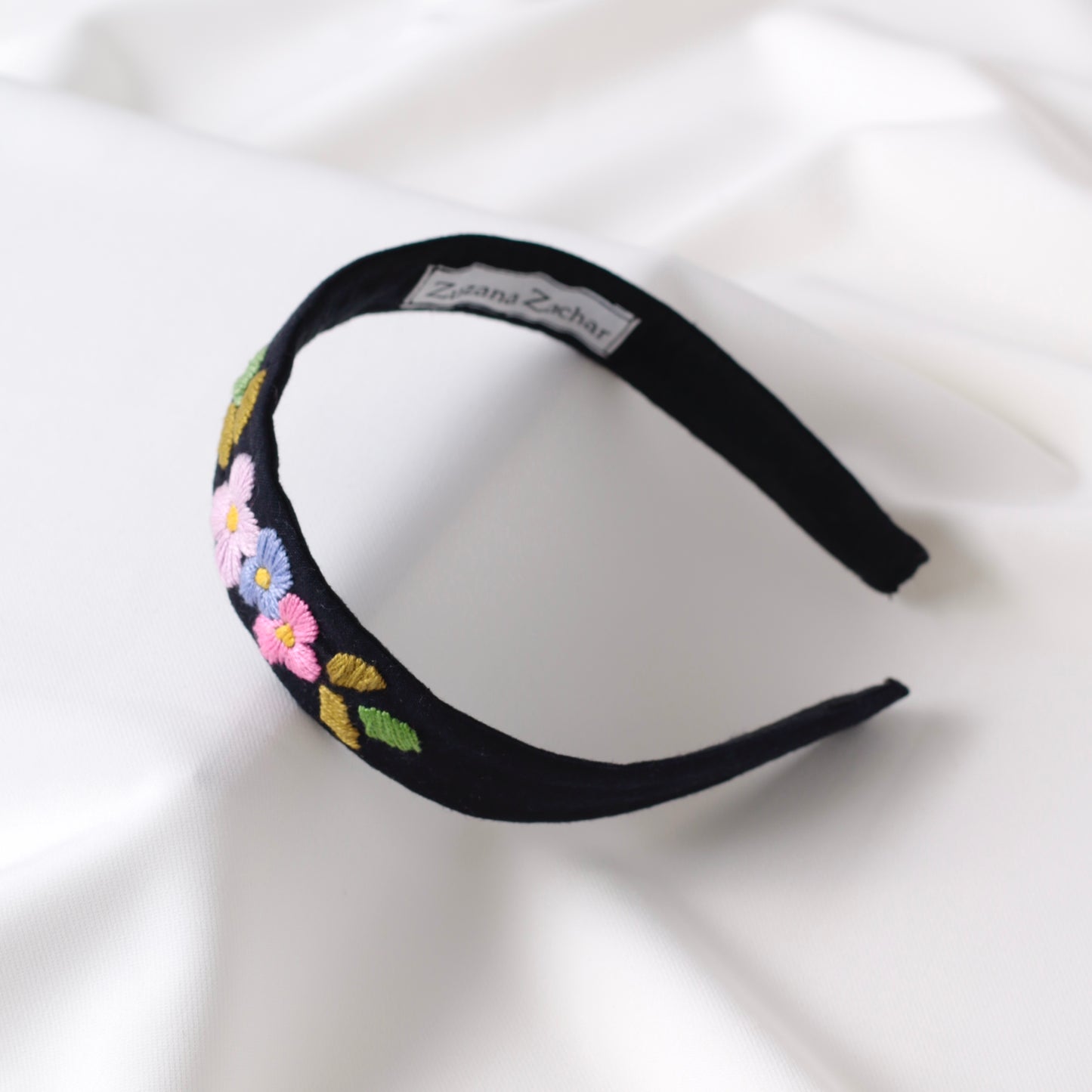 Black hand embroidered Headband