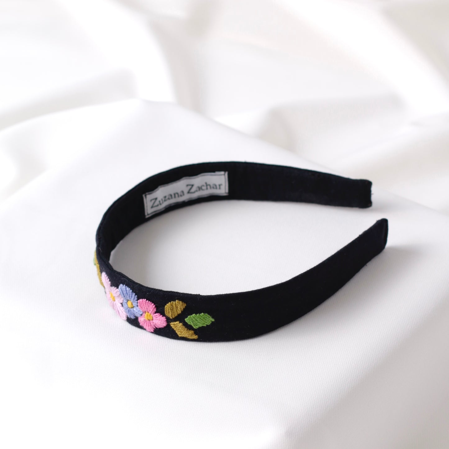 Black hand embroidered Headband