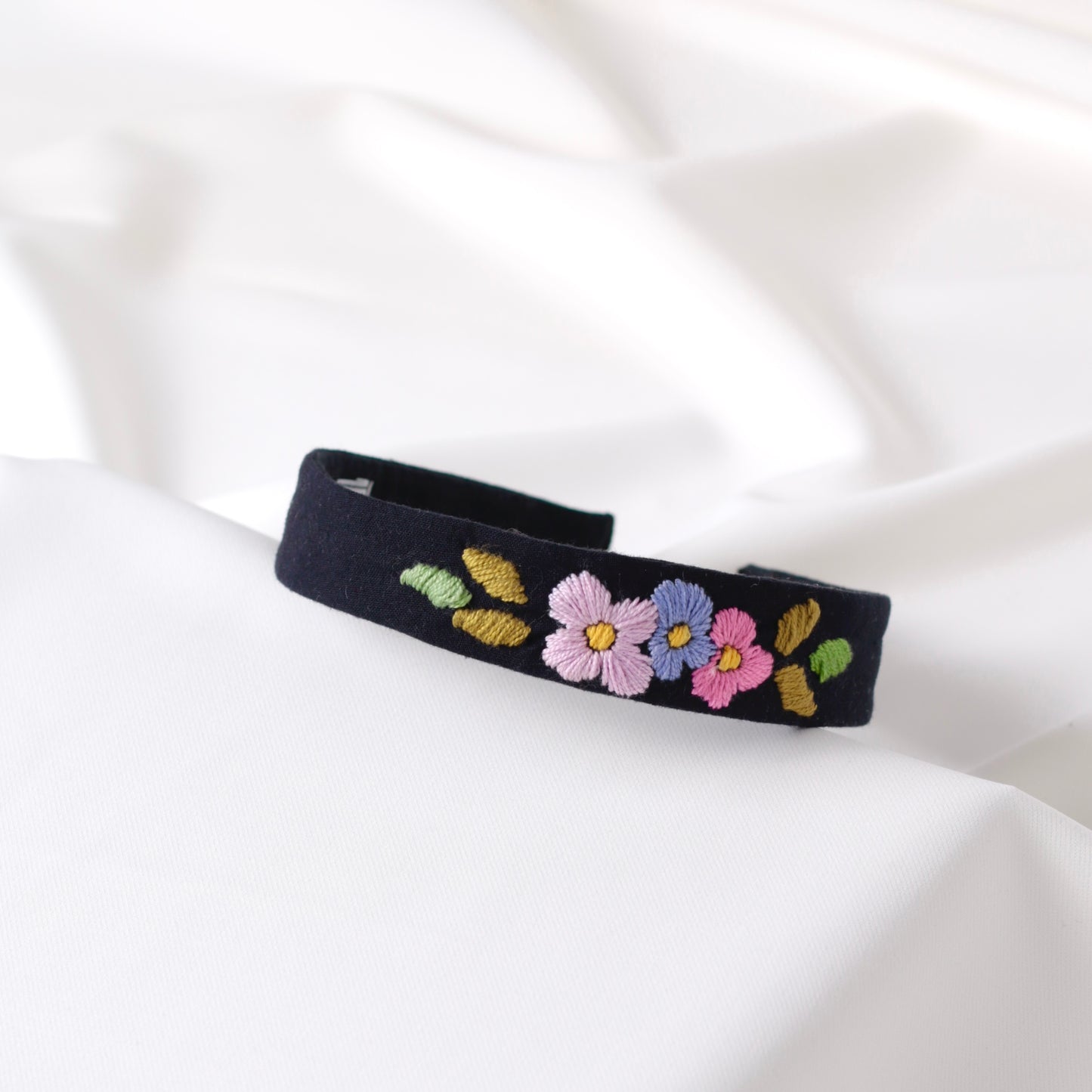 Black hand embroidered Headband