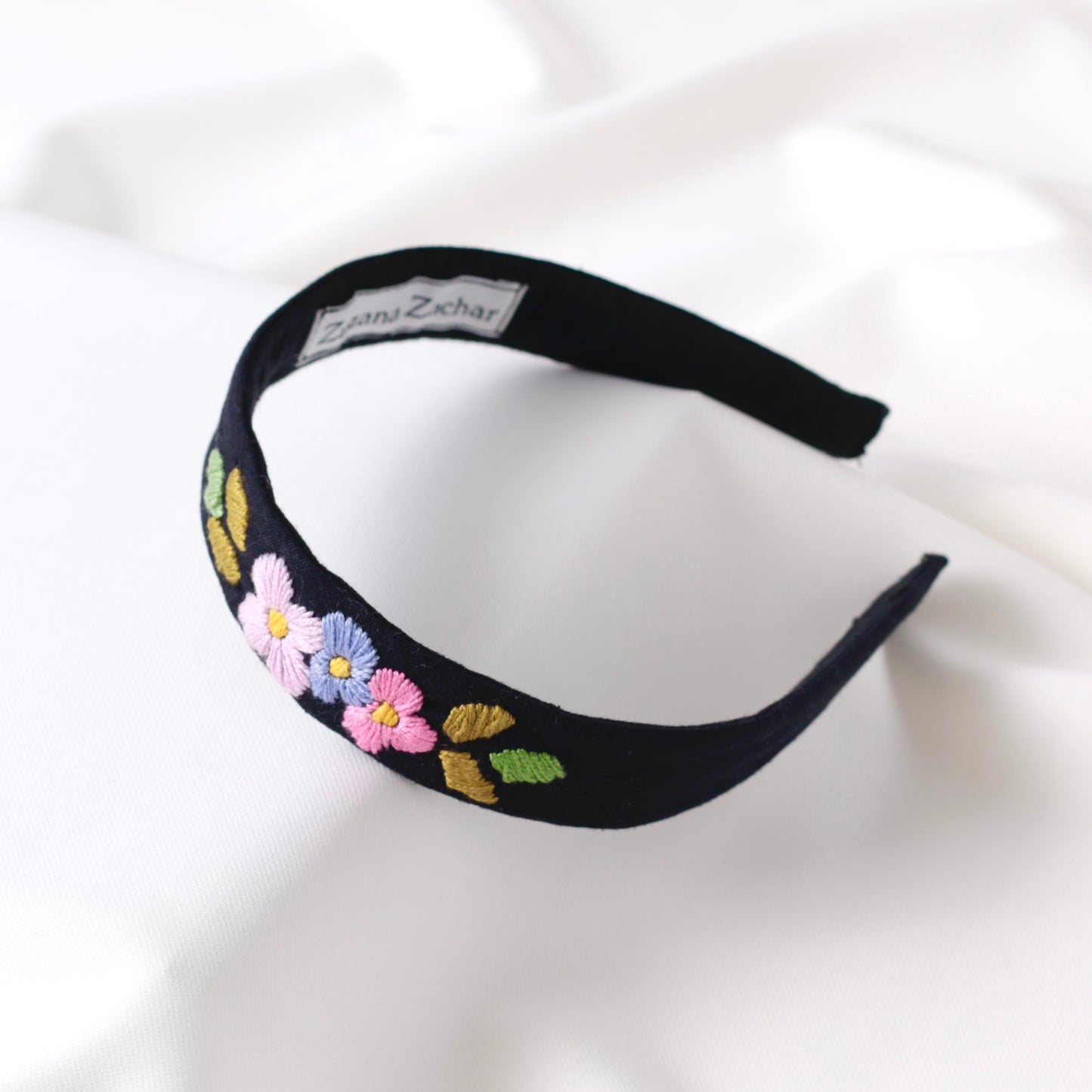 Black hand embroidered Headband