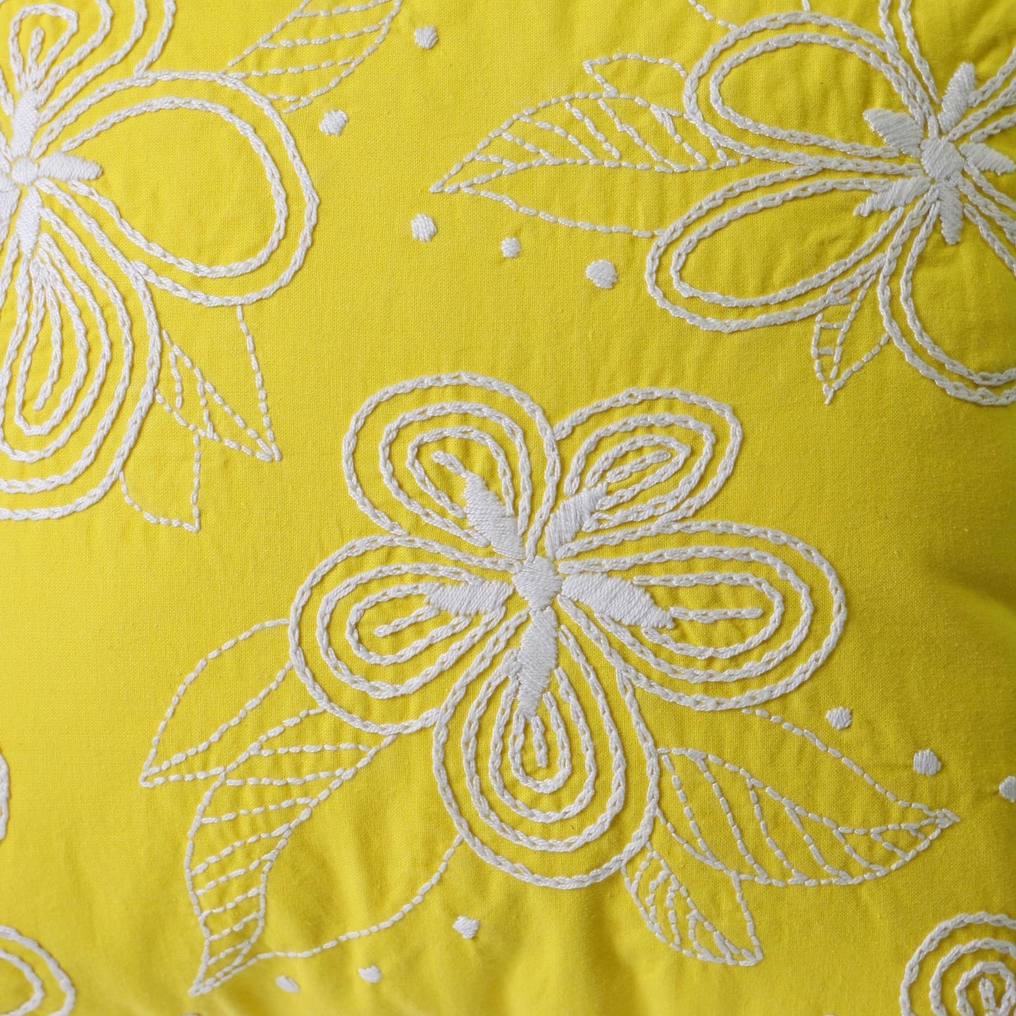 Yellow hand embroidered cushion