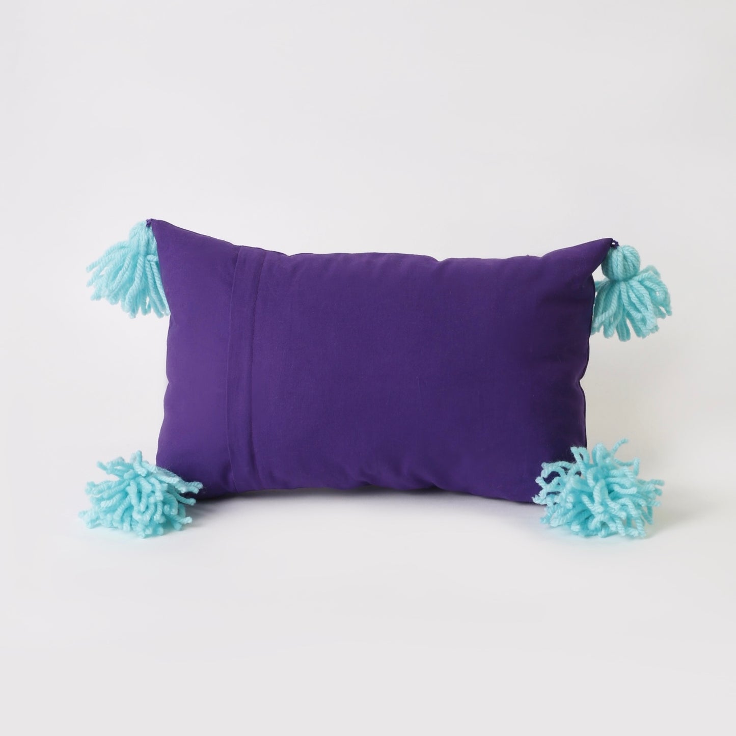 Violet hand embroidered cushion