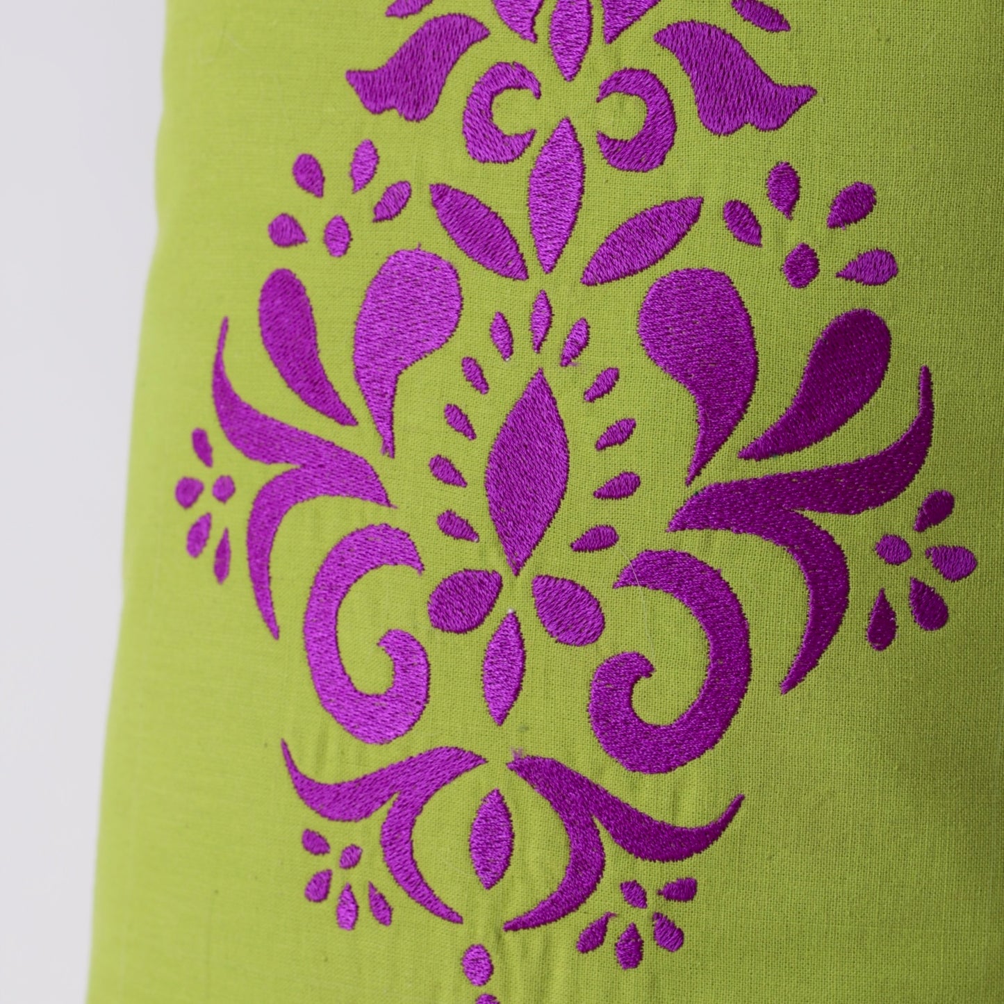 Light green Embroidered rectangle cotton cushion