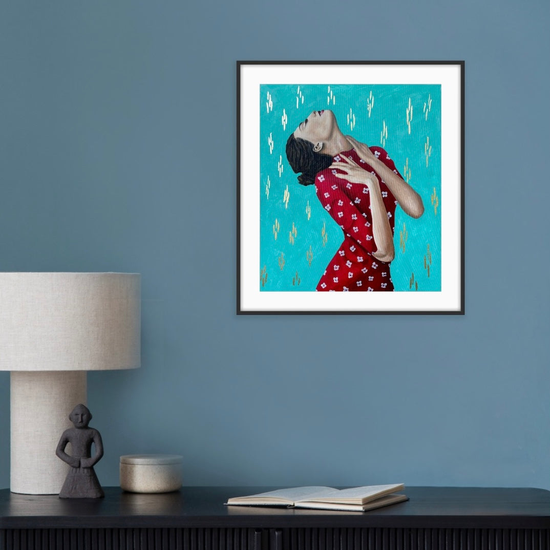 Lady in Red Print
