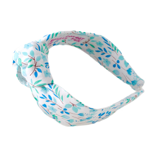 White and turquoise Knot Headband