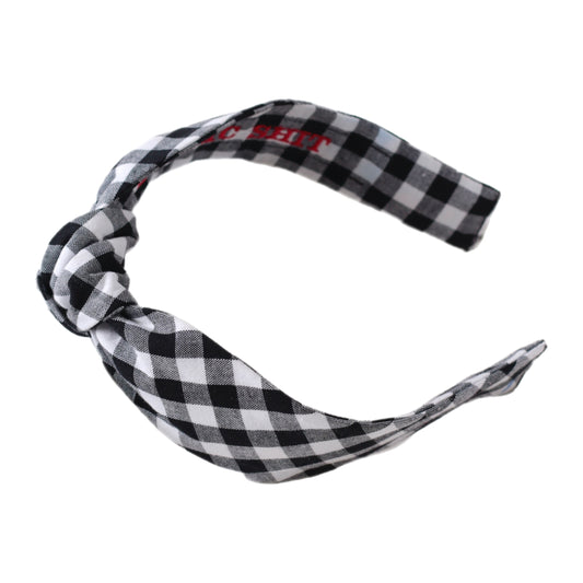 Black and White Checkered Knot Headband