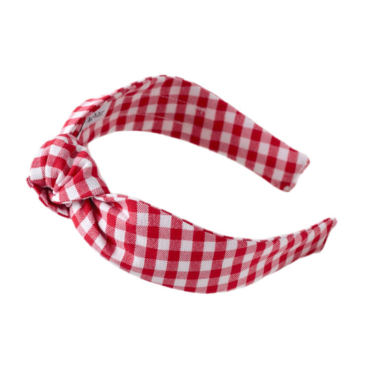 Red-White Checkered Knot Headband