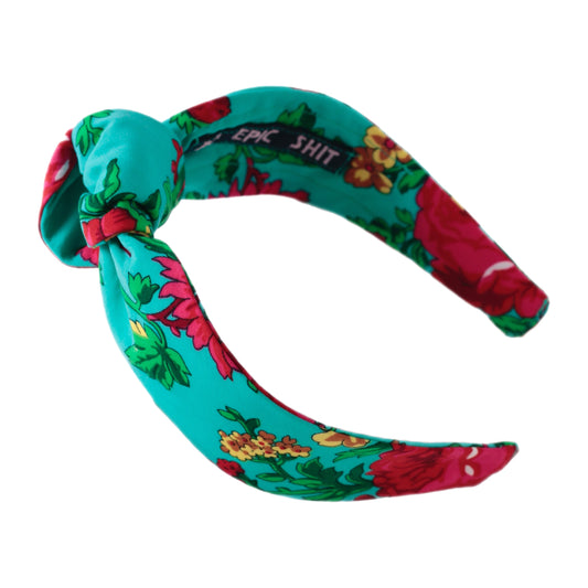 Turquoise Floral Knot Headband