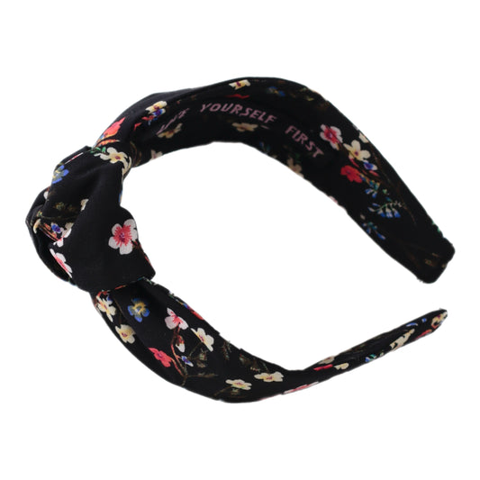 Black Mini Floral Knot Headband