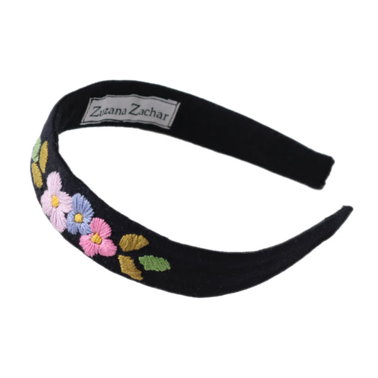 Black hand embroidered Headband