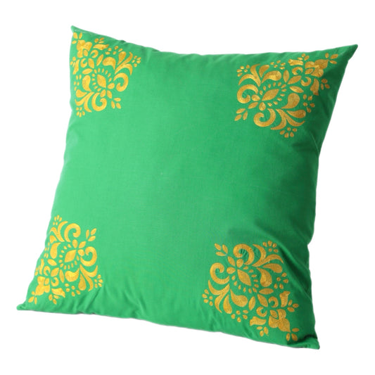 Green Embroidered rectangle cotton cushion