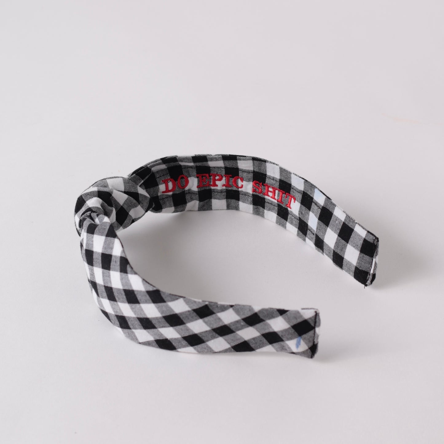 Black and White Checkered Knot Headband