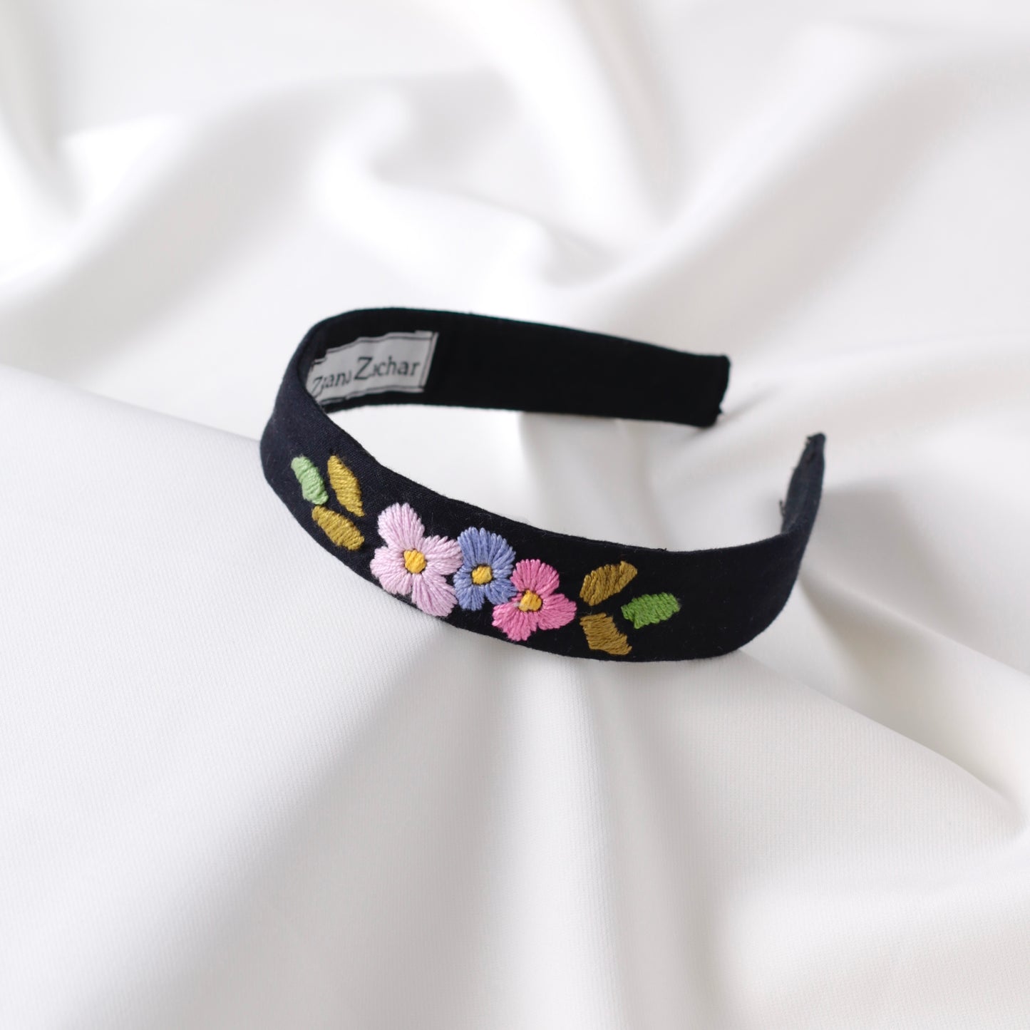 Black hand embroidered Headband