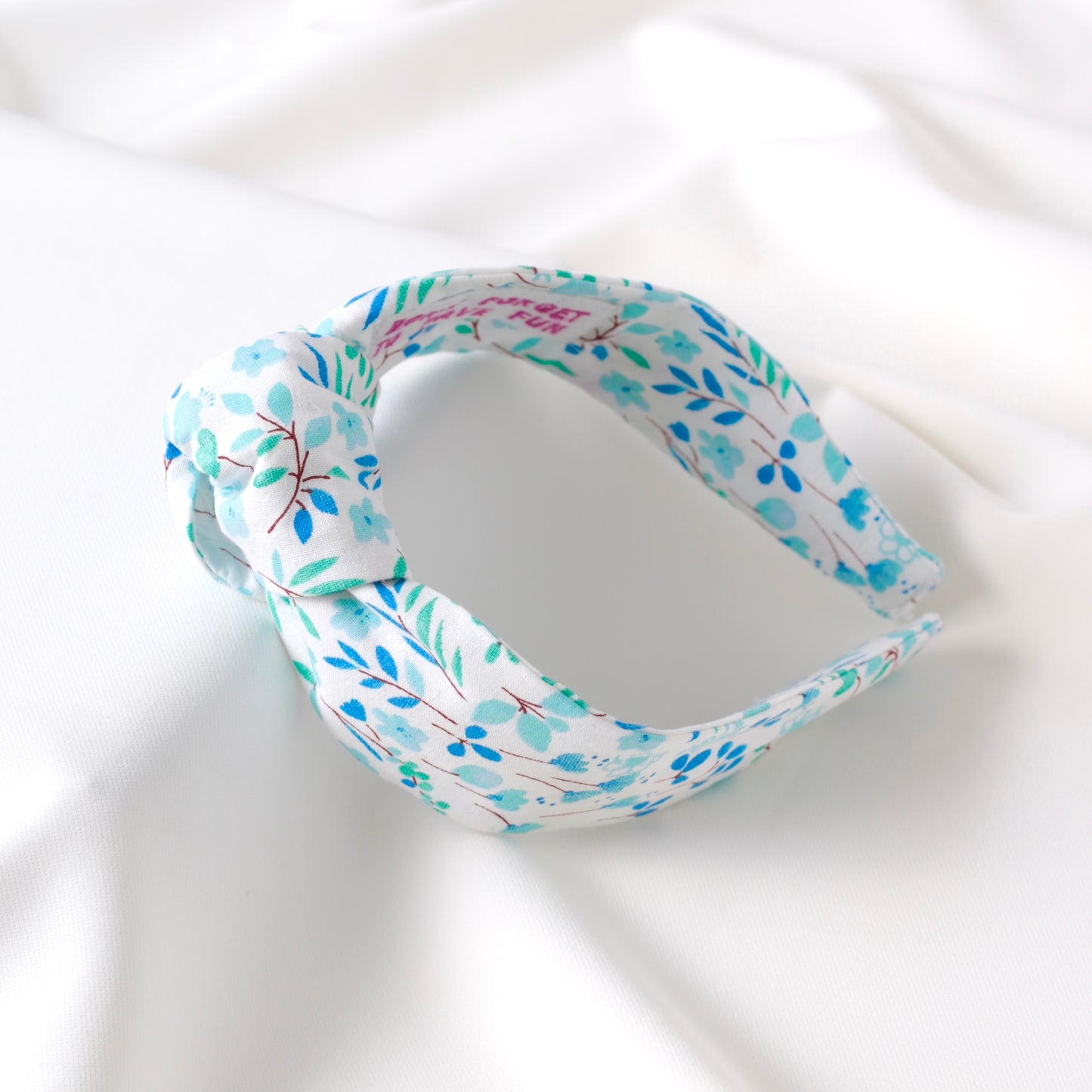 White and turquoise Knot Headband