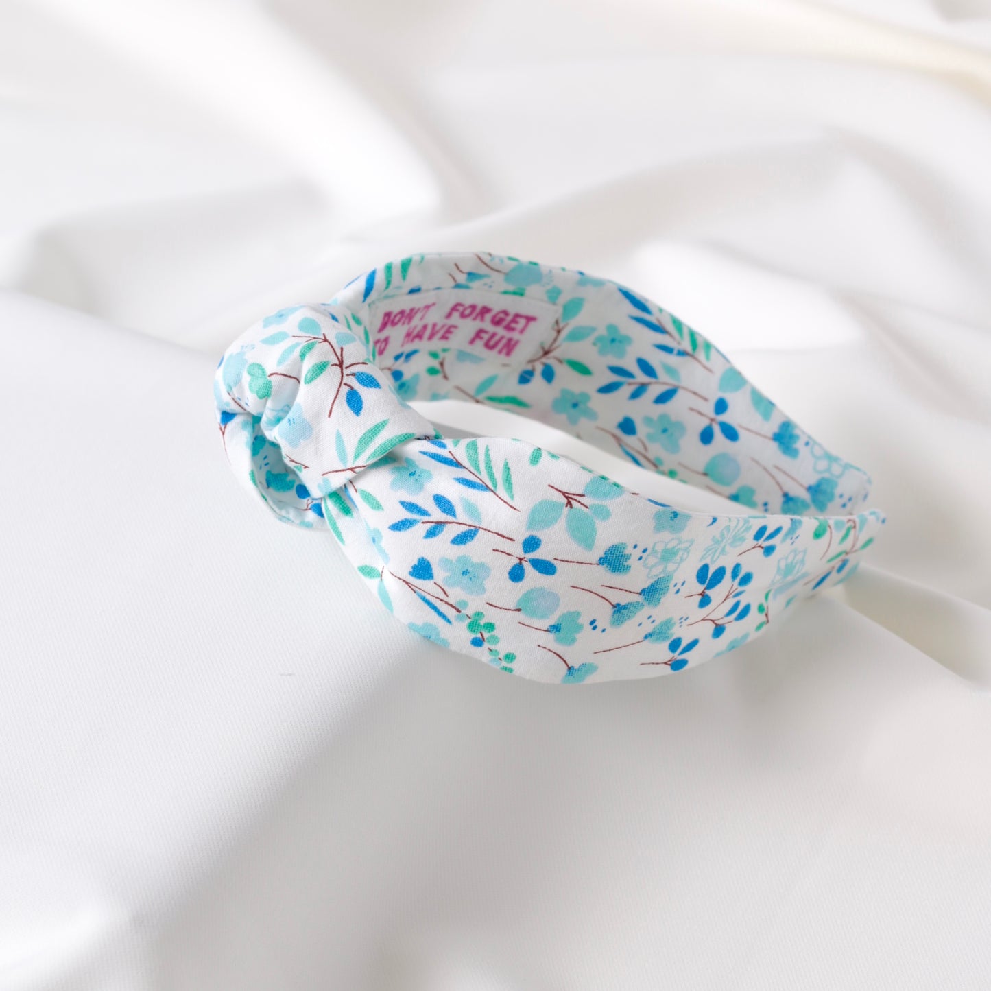 White and turquoise Knot Headband