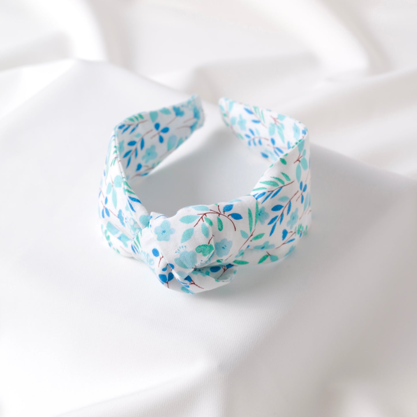 White and turquoise Knot Headband