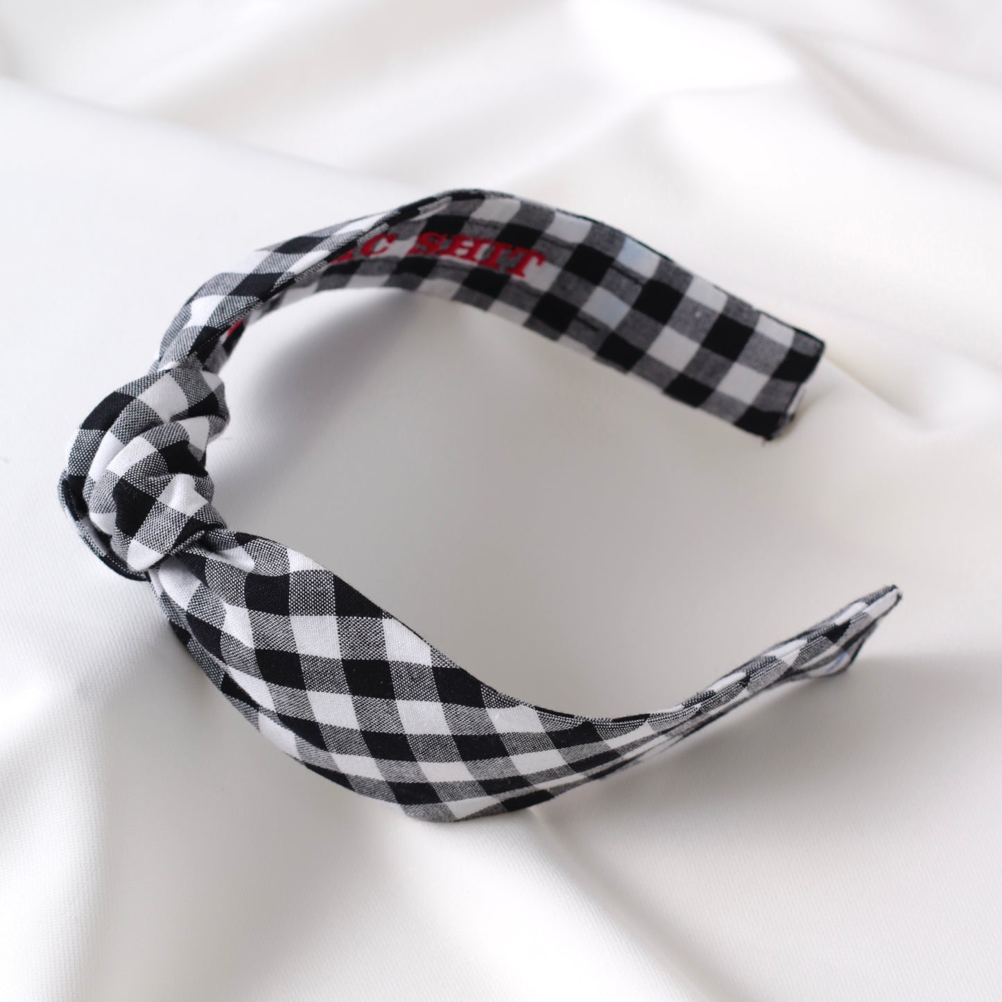 Black and White Checkered Knot Headband