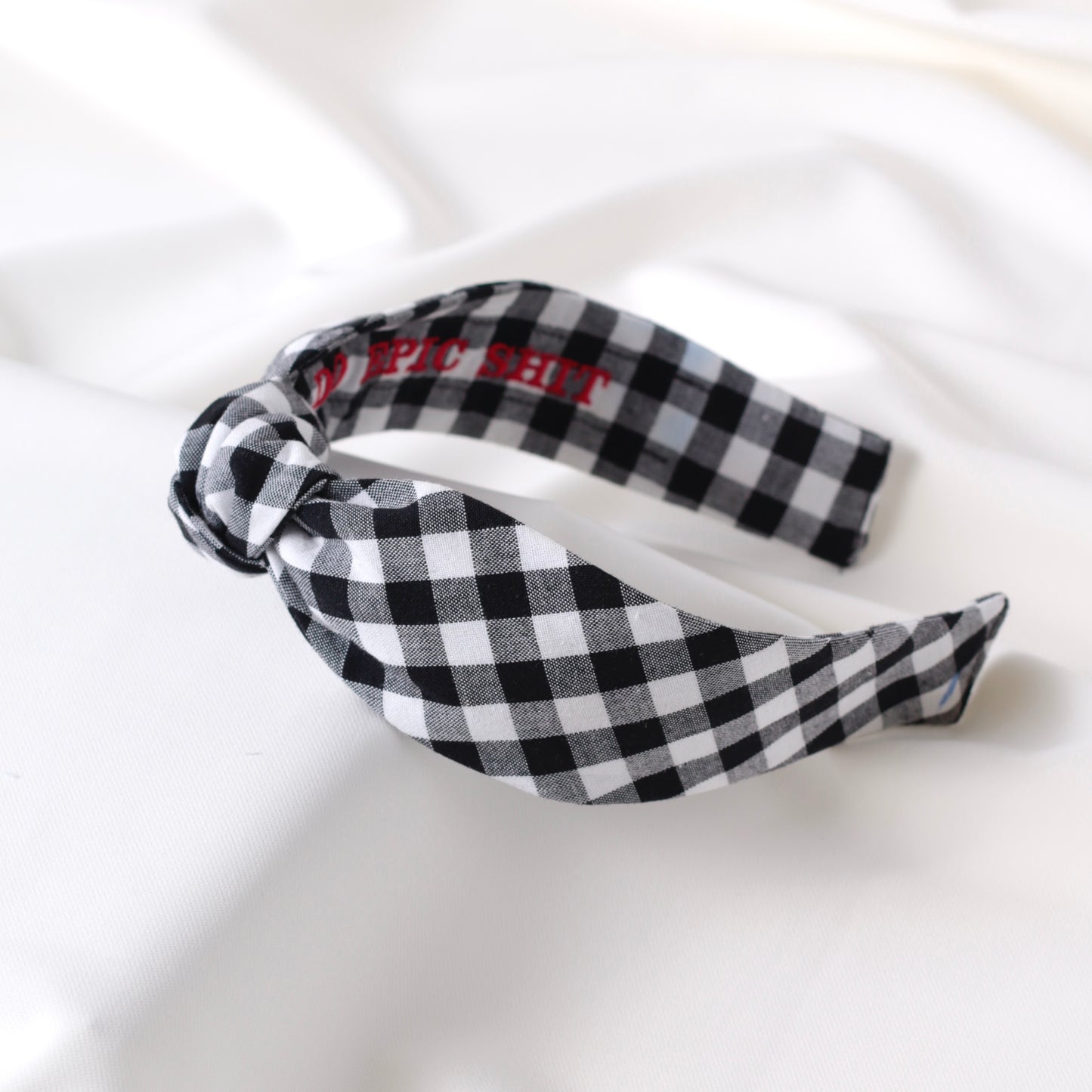Black and White Checkered Knot Headband