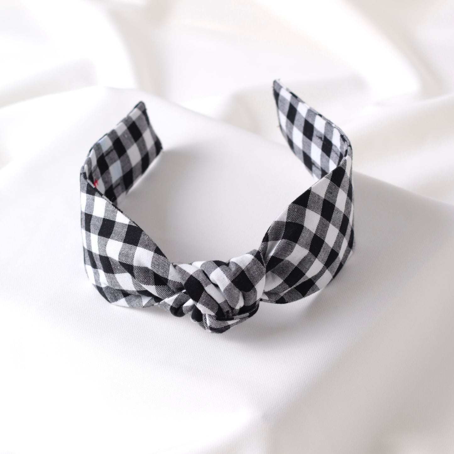 Black and White Checkered Knot Headband