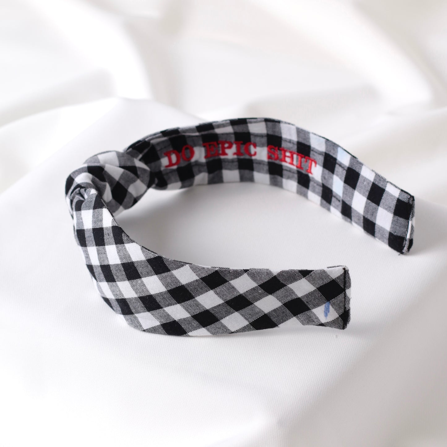 Black and White Checkered Knot Headband