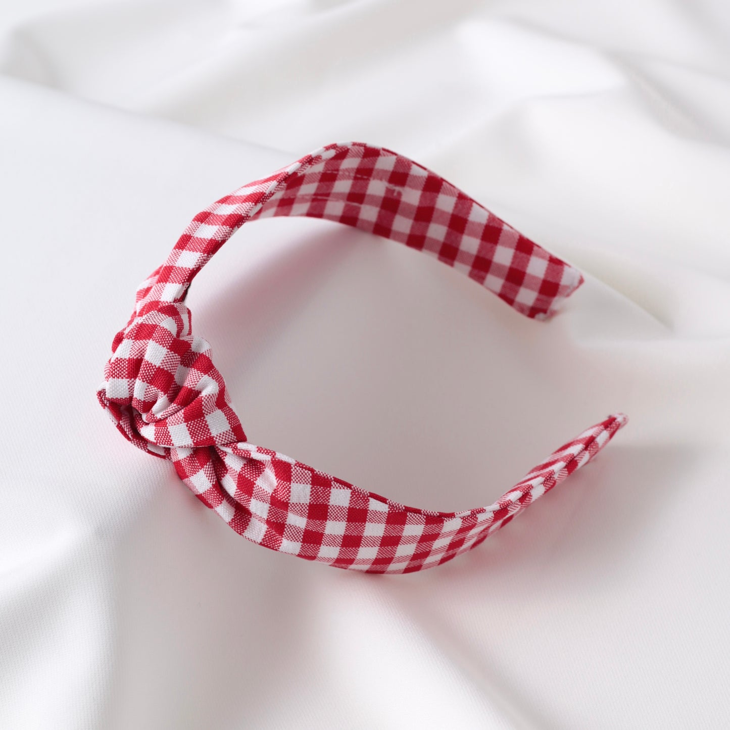 Red-White Checkered Knot Headband