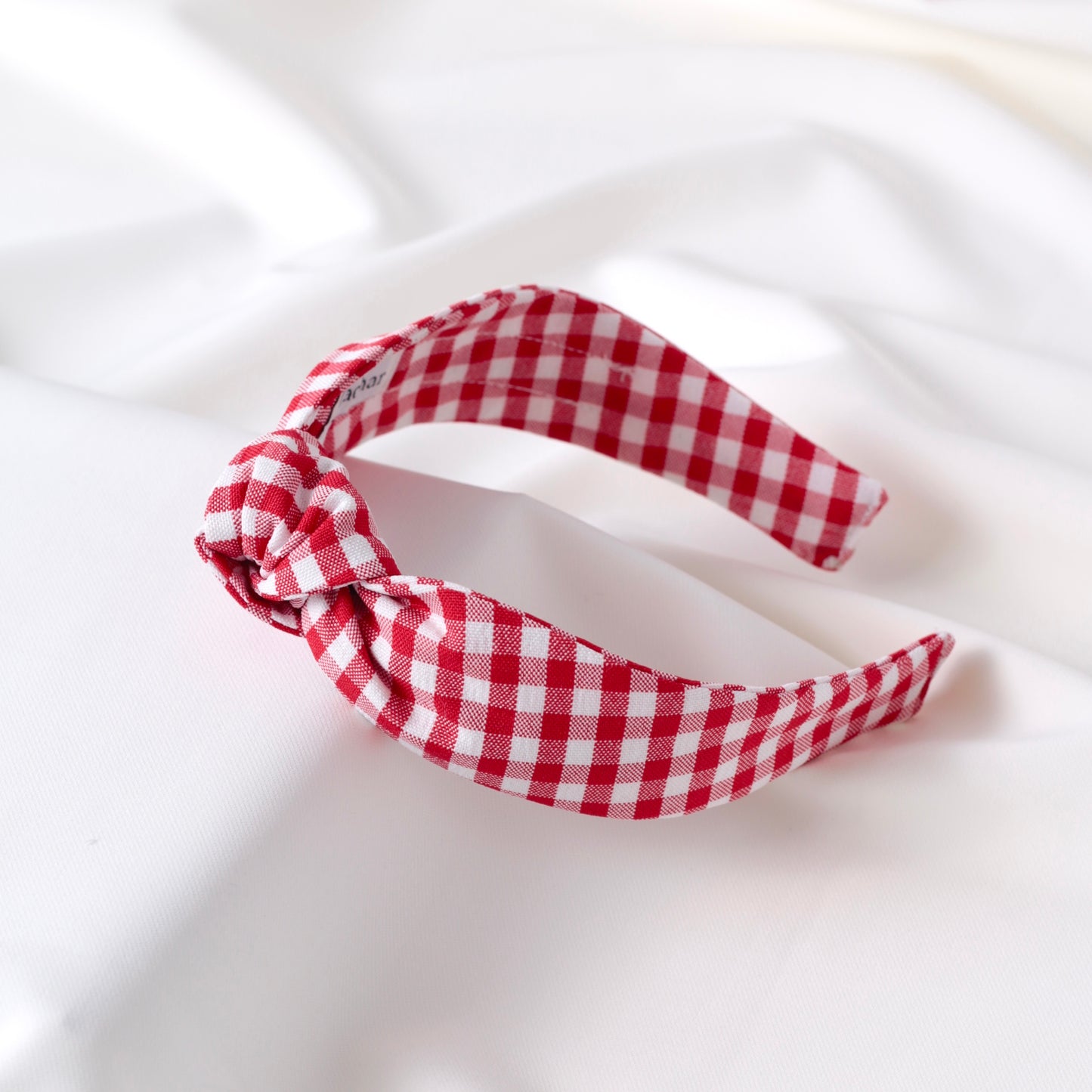 Red-White Checkered Knot Headband