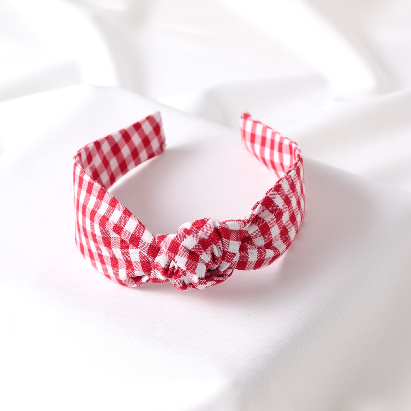 Red-White Checkered Knot Headband