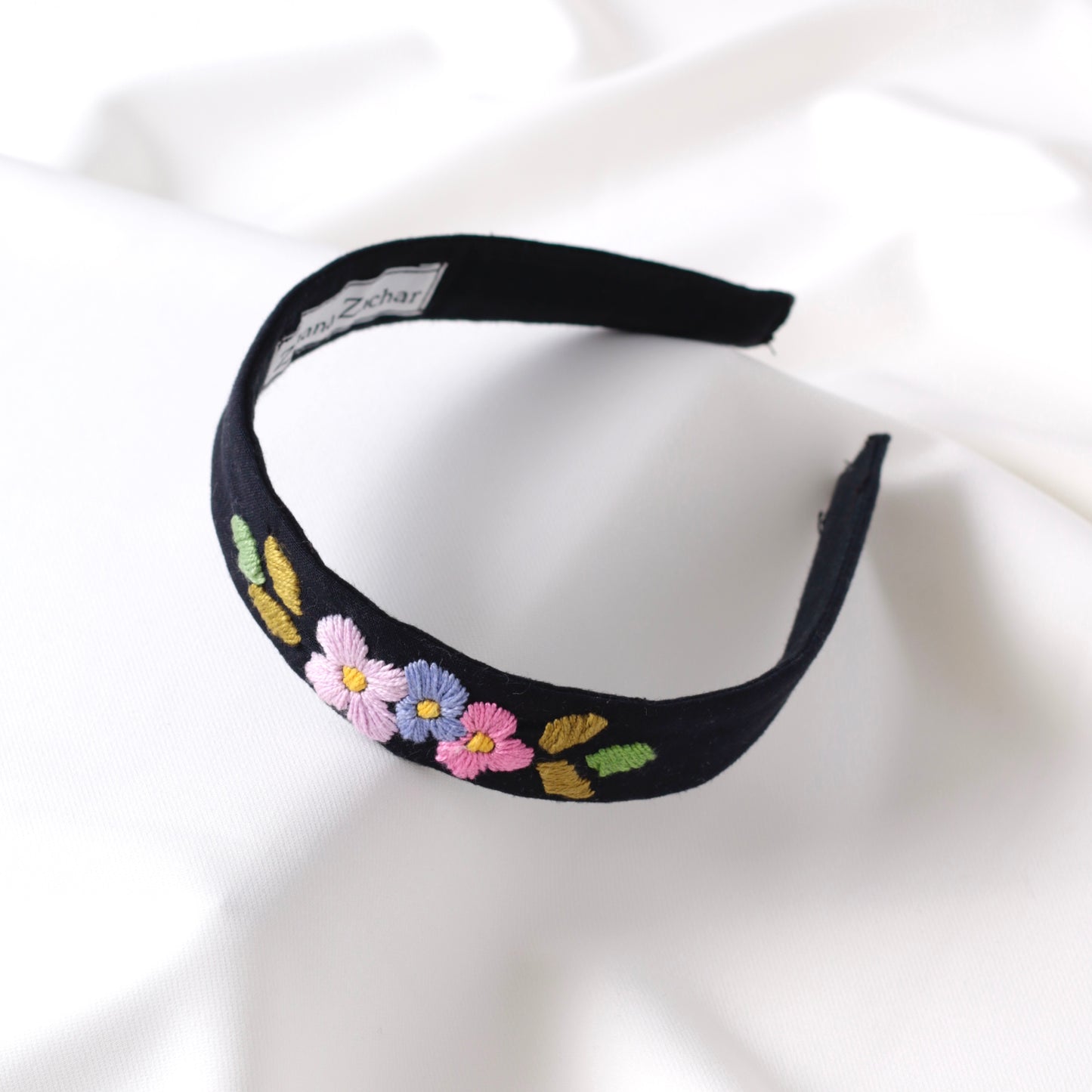 Black hand embroidered Headband
